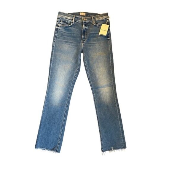 MOTHER Denim The Mid Rise Dazzler Ankle Fray Medium Wash Size 28 NWT MSRP $238 - Picture 1 of 8